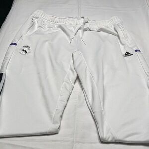 adidas White Track Pants with Black and Purple Accents